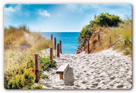 K&L Wall Art Glasbild Wandbild Strand Küste Motiv Urlaub in Blau und Multicolour B: 60 cm, H: 40 cm - Bild 1