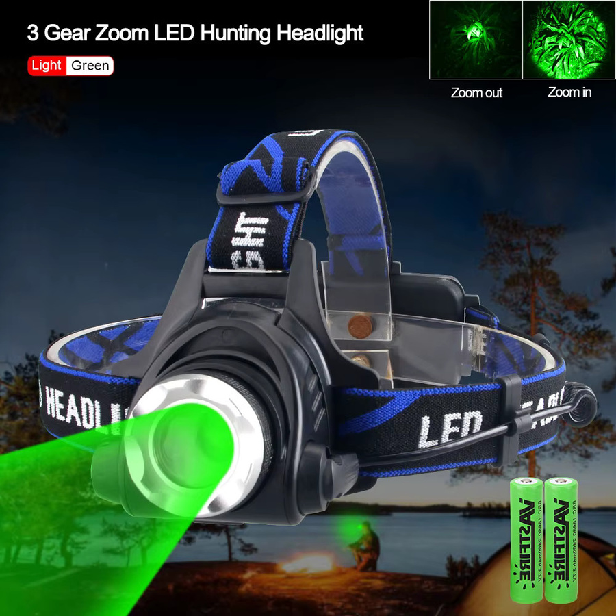 VASTFIRE Taktische LED Stirnlampe mit RGB-Licht in Schwarz, zoombar und USB-aufladbar - Bild 2