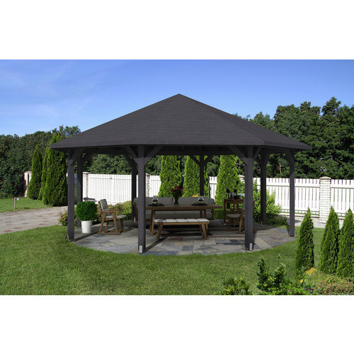 Skan Holz Pavillon Nice 4 aus Leimholz in Schiefergrau B/T/H: 630 x 630 x 365 cm - Bild 3