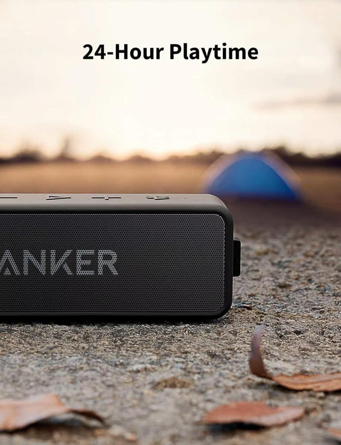 Anker SoundCore 2 Bluetooth Lautsprecher mit Dual Bass Treibern und IPX7 Wasserschutz in Schwarz - Bild 3