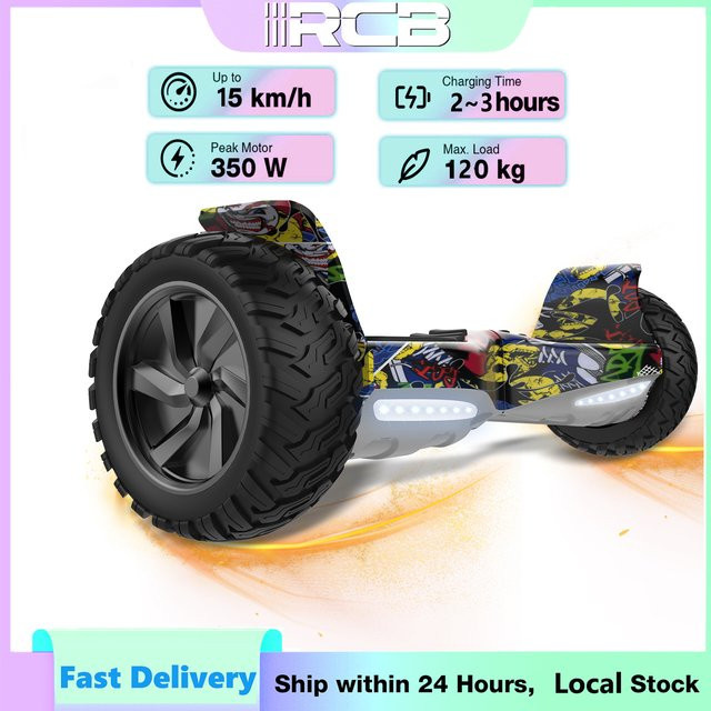 RCB Hoverboard, Selbstbalancierender Elektroroller, 8,5 Zoll, mit App-Steuerung, Bluetooth-Lautsprecher & LED-Lichter - Bild 1