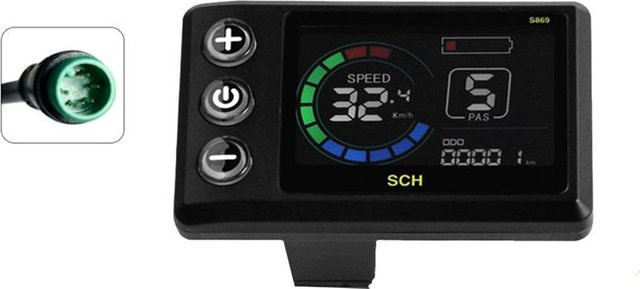 ABHY-S869 Elektrisches Fahrrad LCD Display für Mountainbike und E-Roller, Wasserdicht, 5-Pin Anschluss, Schwarz - Bild 1
