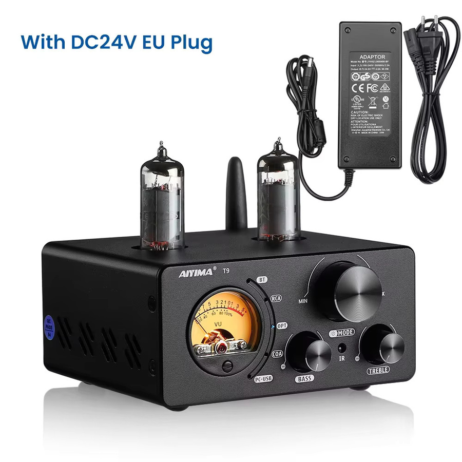 AIYIMA T9 HiFi Bluetooth 5.0 Röhrenverstärker mit USB DAC und VU-Meter in Schwarz - Bild 6