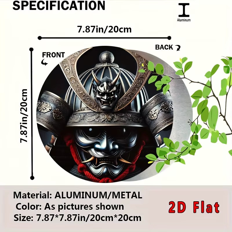 Potdemiel Japanischer Samurai-Helm Oni Mask Metall-Wandkunst in Rot und Schwarz, Durchmesser: 20,32 cm - Bild 3