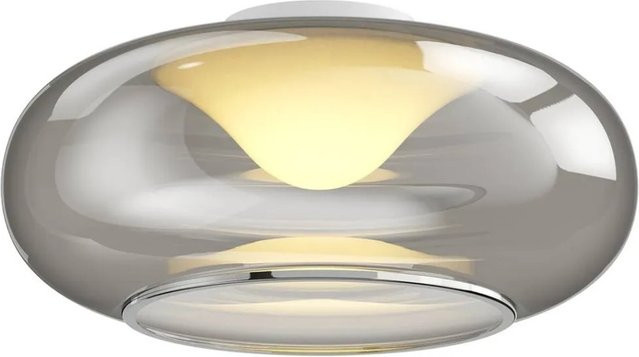 Lucande LED Deckenleuchte Mijo Modern aus Alu und Glas in Alu-grau mit Rauchglasoptik, Durchmesser: 43,0 cm, Höhe: 12,0 cm - Bild 1