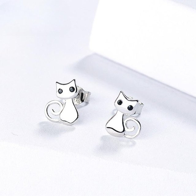 Lucky Star Jewelry Ohrstecker Katze, 925 Silber, Damen - Bild 1