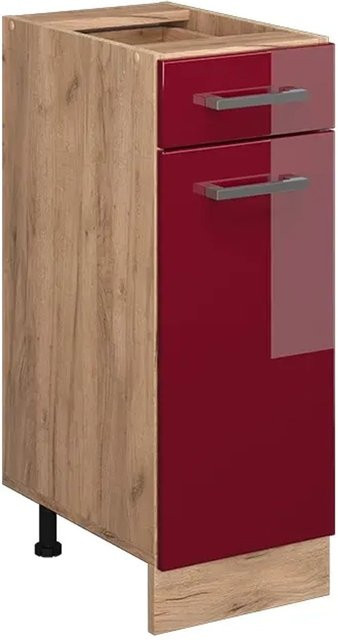 Vicco Küchenunterschrank R-Line Bordeaux Hochglanz in Goldkraft Eiche ohne Arbeitsplatte Breite: 30 cm - Bild 1