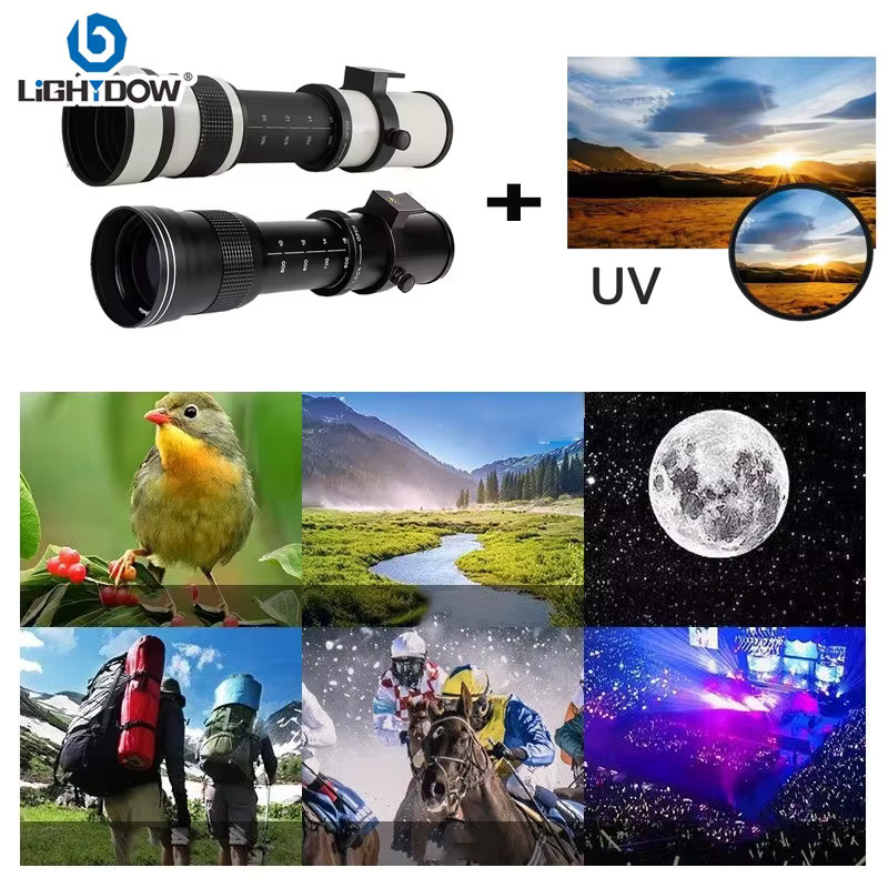 Lightdow manuelles Telezoomobjektiv mit UV-Kamerafiltern, Brennweite 420–800 mm, f/8,3, Farbe Schwarz, kompatibel mit Canon Nikon Sony Fuji Olympus Samsung Kameras - Bild 3