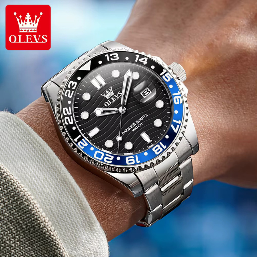 OLEVS Armbanduhr, Quarz, Edelstahl, Schwarz, Herren - Bild 3