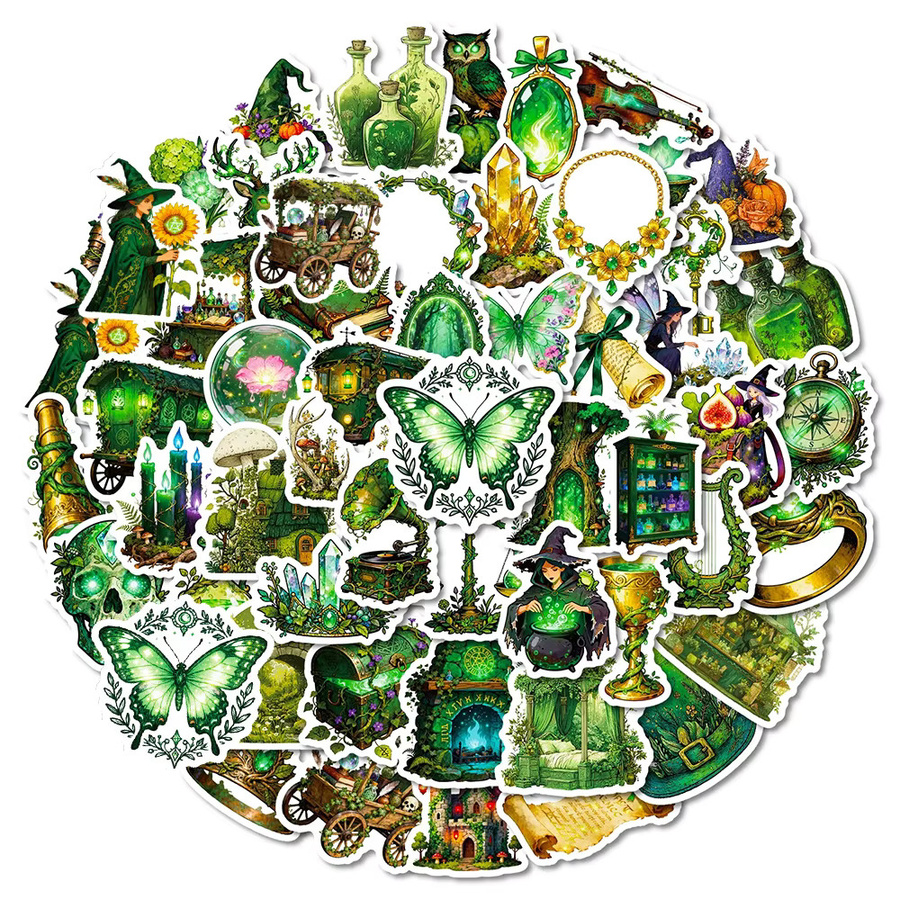 Charile Retro Grünen Wald Magie Hexe Aufkleber, 10/30/56 stücke - Bild 2