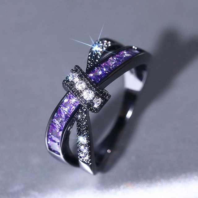Huitan Fingerring, Schwarz, Zirkonia, Damen, Verlobung - Bild 1