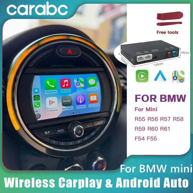CARABC Drahtlose CarPlay und Android Auto Interface Box für BMW Mini Cooper CIC NBT R55 R56 R57 R58 R59 R60 R61 mit AirPlay und Mirror Link, Schwarz - Bild 1