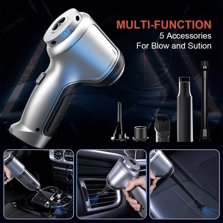 SUITU Kabelloser Mini Handstaubsauger mit 95000Pa Saugkraft in Silber für Auto, Zuhause und Tastatur - Bild 4