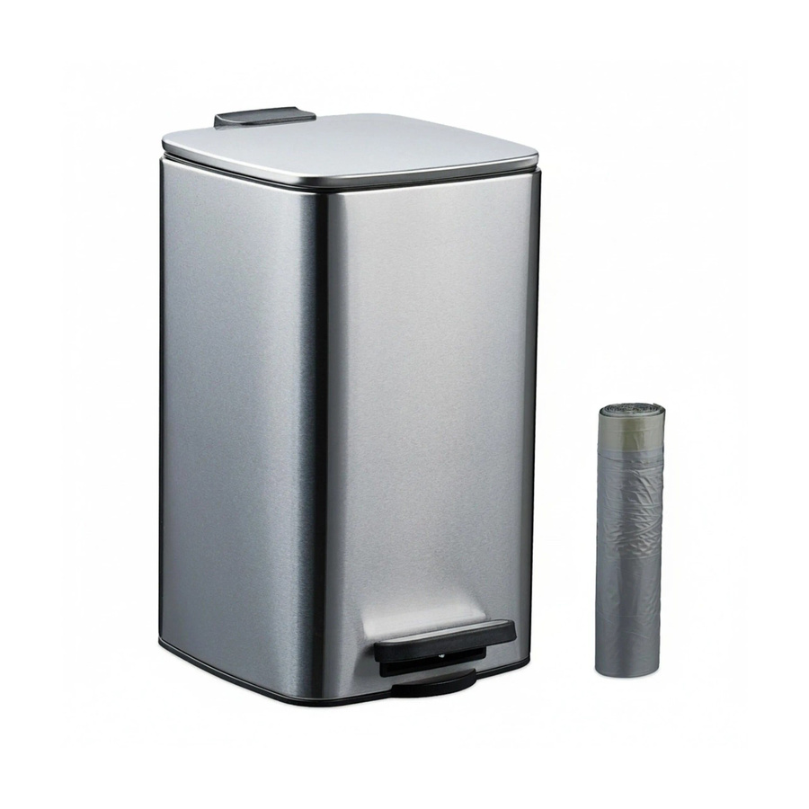 Relaxdays Kosmetikeimer aus Metall mit Softclose in Silber, B: 33,5 cm, T: 20 cm, H: 23,5 cm - Bild 2