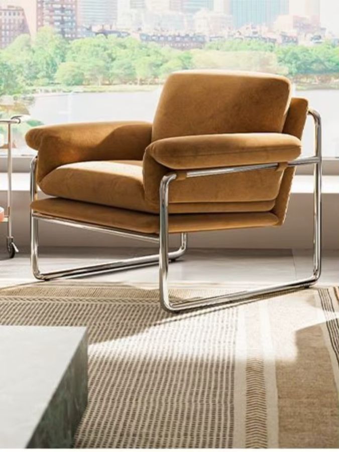 UOSU Bauhaus Liegestuhl aus Edelstahl in Restauriertem Braun im antiken Stil - Bild 4