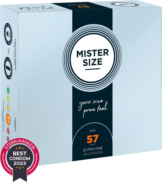 Mister Size Kondome, transparent, hauchdünn, feucht, 57 mm, Unisex - Bild 1