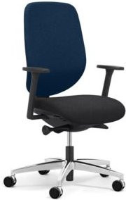 Giroflex Bürostuhl 353 mit Armlehnen, Auto-Synchronmechanik, Muldensitz und 3D-Netz-Rückenlehne in Blau, Schwarz und Alusilber - Bild 1