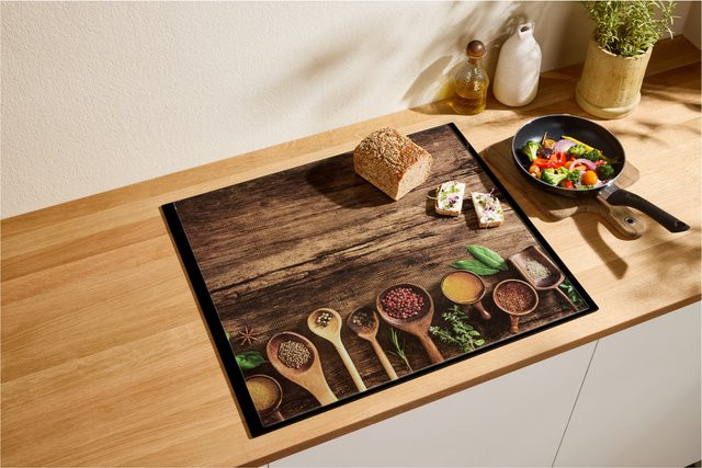SILVERCREST Glas-Herdabdeckplatte in Braun mit Holzoptik - Bild 1