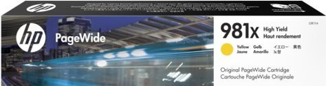 HP 981X Original Tintenpatrone Gelb für PageWide Enterprise Color 556dn und 556xh (L0R11A) - Bild 1