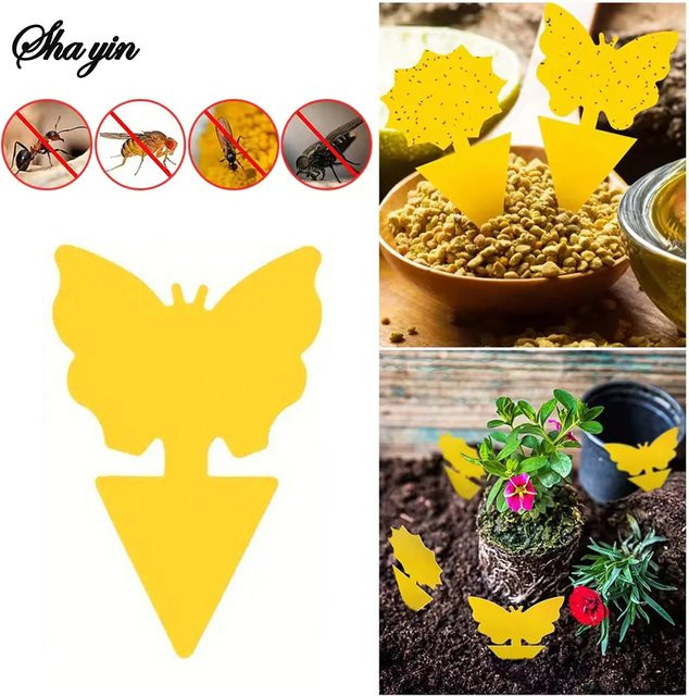 Gelbe Insektenfallen zur Schädlingsbekämpfung von kleinen Fliegen und Insekten für den Garten und Pflanzenküche - Bild 1