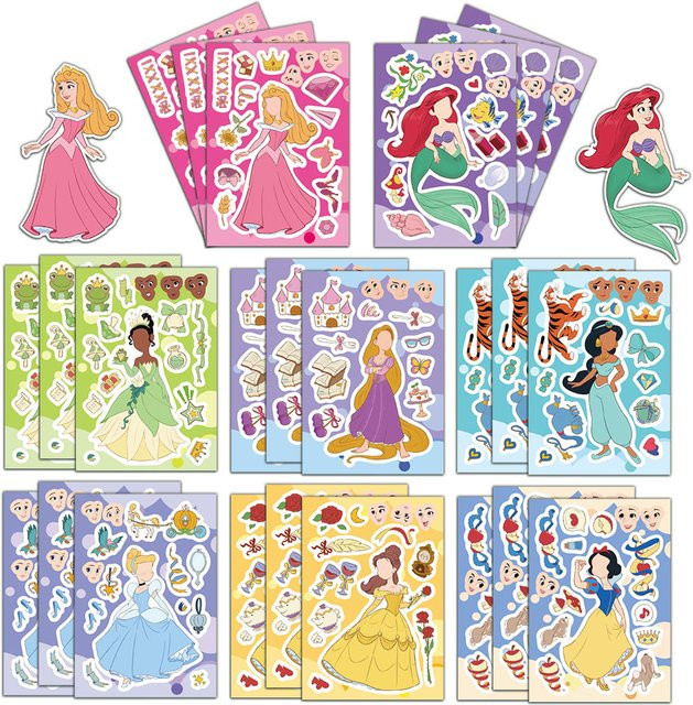 Disney Prinzessin Make-a-Face Puzzle Aufkleber, Set / Bundle - Bild 1