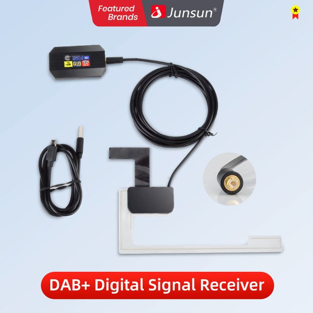 Junsun DAB+ Antenne mit USB-Adapter und GPS-Antenne für Android Autoradios in Schwarz - Bild 1