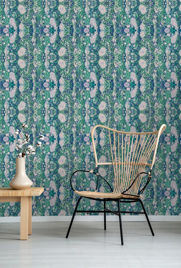 MINDTHEGAP Tapete Marbled Paper in Blau, Grün und Grau mit abstraktem Design - Bild 1