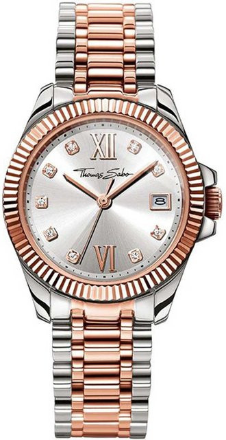 Thomas Sabo Damenuhr, Analoguhr, Quarz, Edelstahl, Silber, 33 mm - Bild 1