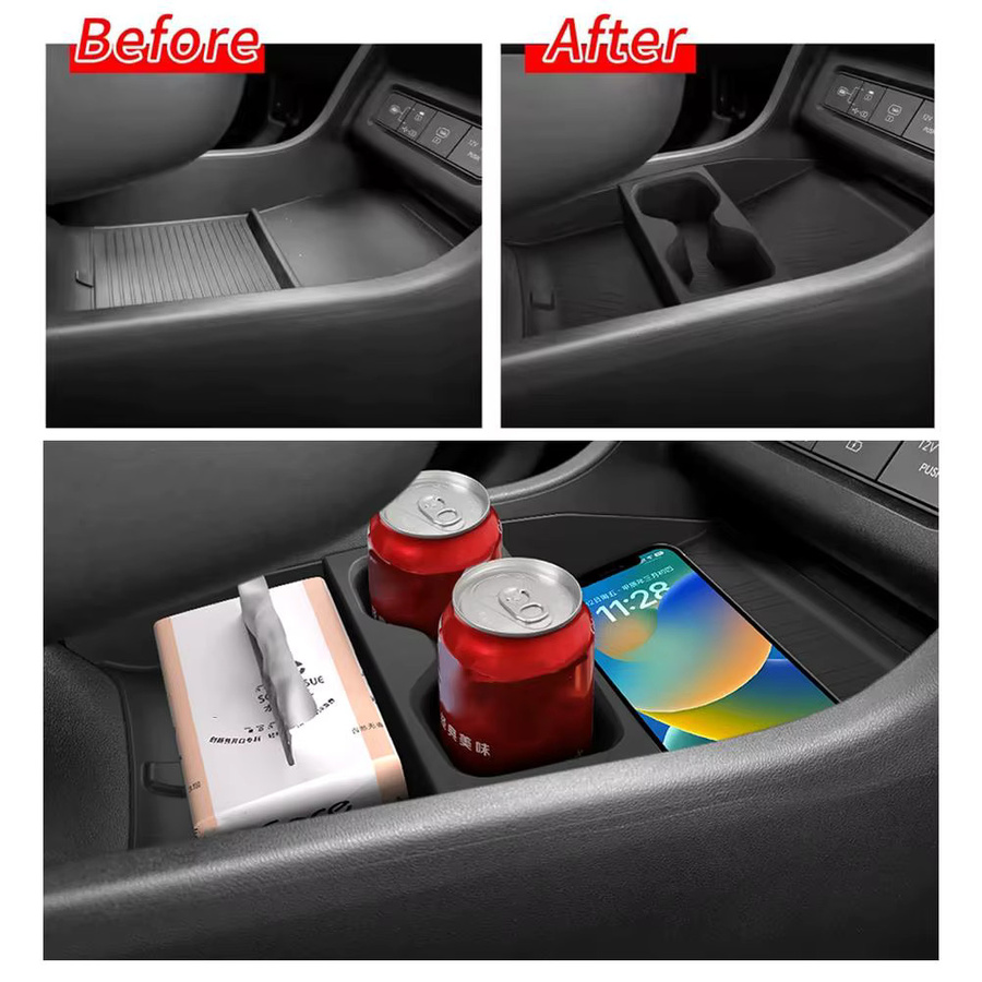 Organizer-Tablett mit Getränkehalter für Hyundai Tucson 2025, untere Aufbewahrungsbox für die Mittelkonsole mit elektronischer Übertragung, Schwarz - Bild 4