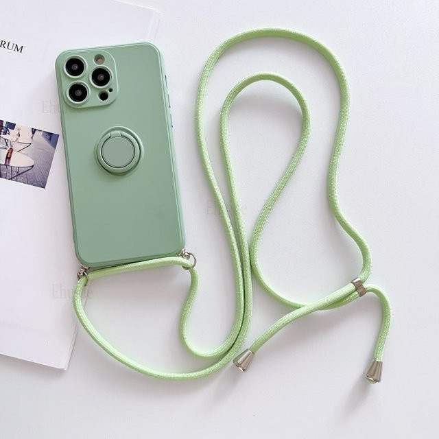 Xiaomi Umhängetasche Hülle für Redmi Note 14 Pro Plus 13 13C 12 Mi 14T 12T 10T 11T 13T mit Lanyard Kordel und magnetischem Ring in Grün - Bild 1