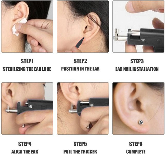Edelstahl Body Piercing Werkzeugset mit Ohrsteckern - Bild 1