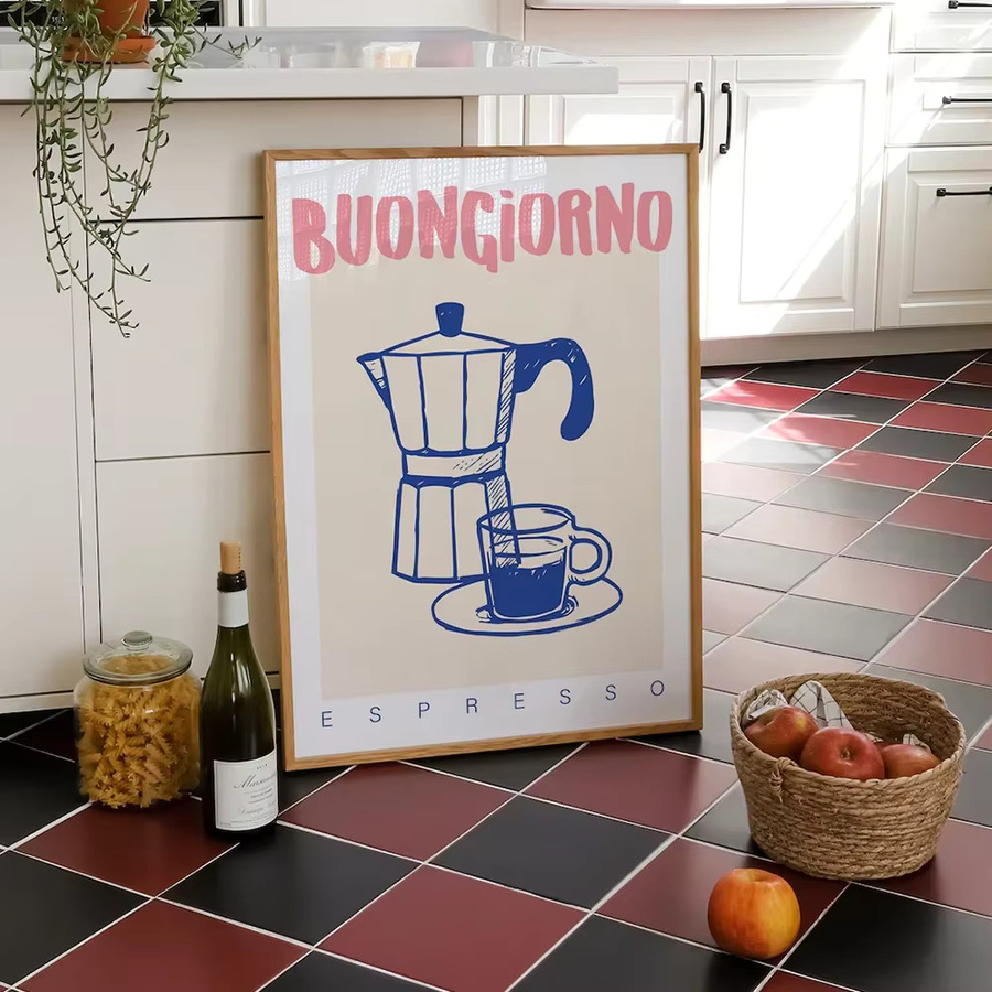 Vintage Kaffee und Espresso Leinwand Kunstdruck von SHENCHEN in Mehrfarbig für Büro und Küche - Bild 2