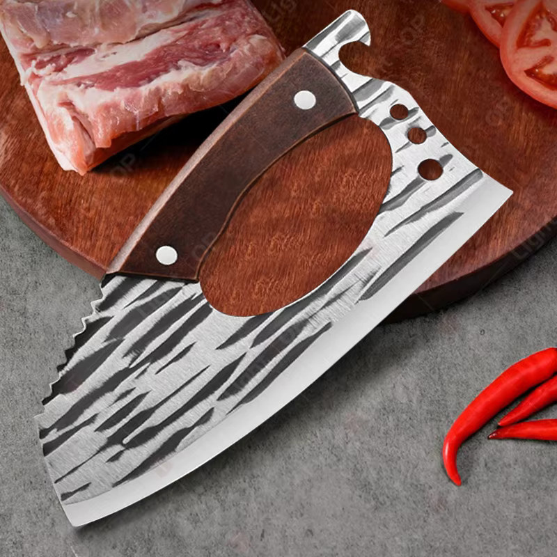 WXCOO Handgefertigtes Edelstahl-Fleischermesser aus geschmiedetem Stahl in Silber mit Holzgriff zum Entbeinen, Schneiden von Gemüse und Obst - Bild 5