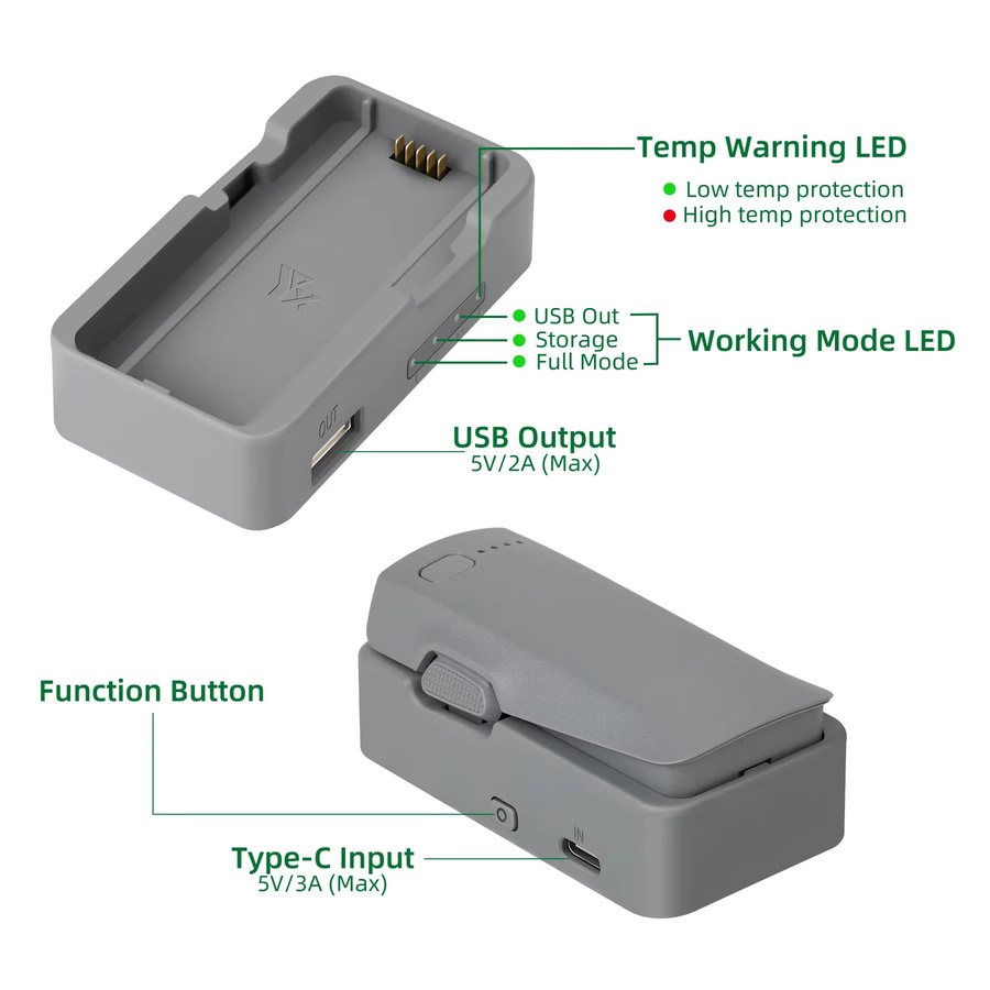 DJI Ladestation für DJI NEO 2 Drohnen-Akku, 18W Powerbank in Grau - Bild 4