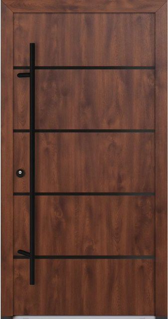 FM Türen Innen Tür AS68 Modell 22 in Nussbaum mit Beschläge Set, Farbe: Braun, Ausführung: Links, B/H: 110 x 210 cm - Bild 1