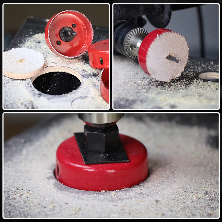 CMCP Lochsäge Set in Rot für Holz, PVC, Kunststoff und Metall mit Durchmessern von 19-64 mm, 64-127 mm oder 19-127 mm - Bild 6