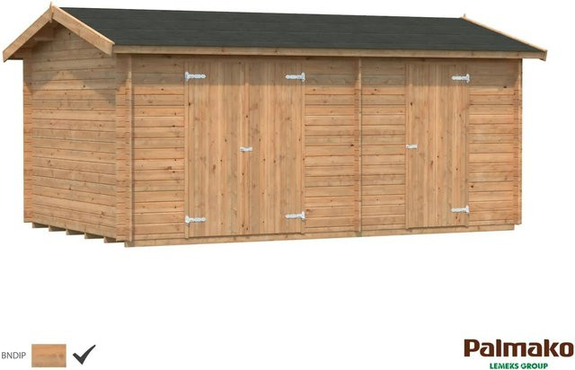 Palmako Jari Blockbohlenhaus aus Fichtenholz in Braun mit Satteldach und Boden B/H/T: 550 x 251 x 300 cm - Bild 1