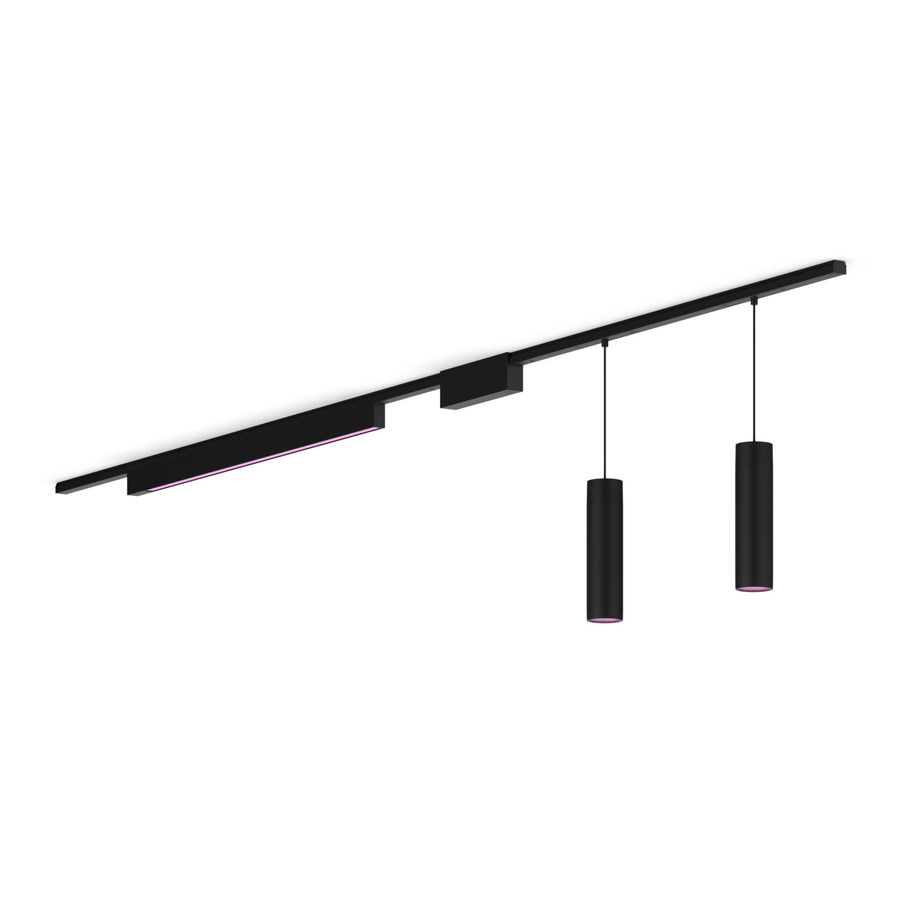 Philips Hue Perifo Basis-Set Gerade Deckenleuchte in Schwarz mit 2 Pendelleuchten und 1 Lightbar - Bild 1
