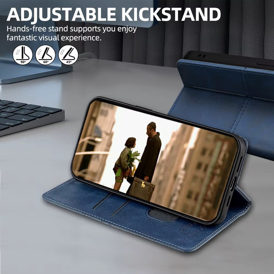 Magnetische Leder-Schutzhülle für Motorola Moto G85 G75 G55 G45 G35 G15 G05 G84 G64Y G54 G34 G24 G14 G04 als Ledertasche in Braun und Blau - Bild 4