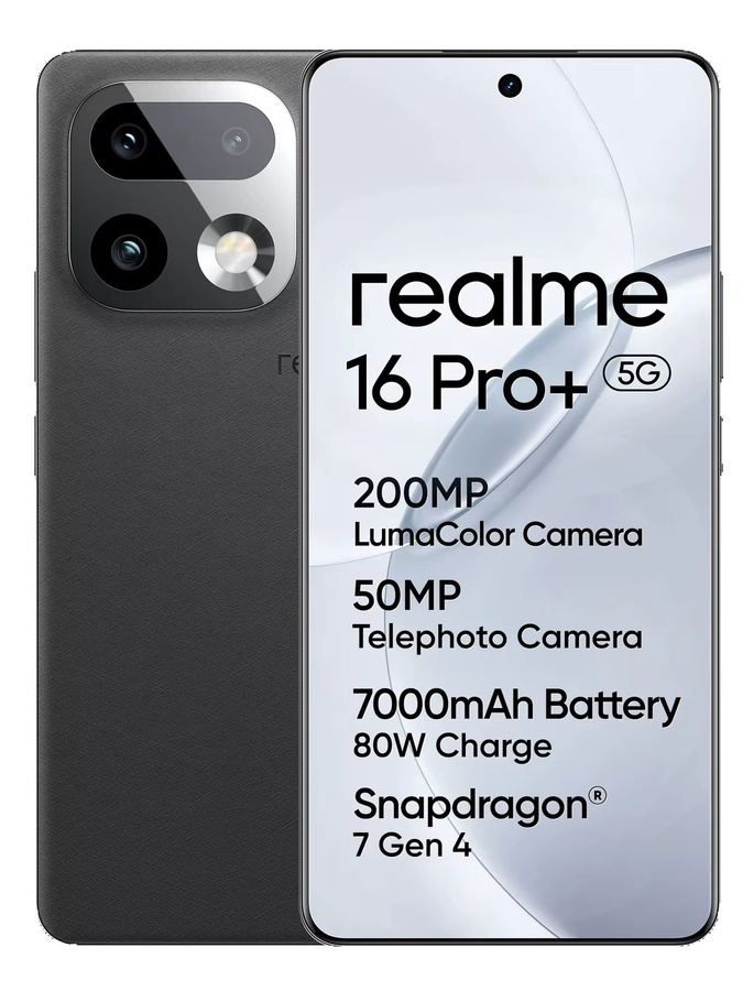 realme Smartphone 16 Pro Plus 5G in Grey mit 200MP Luma Farbkamera, 50MP Teleobjektiv, Snapdragon 7 Gen 4 und 80W Ladegerät - Bild 5