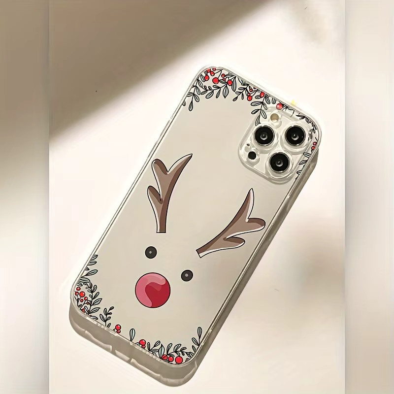 Transparente TPU-Handyhülle mit Weihnachts-Rentierkopf-Muster für iPhone 17 16 15 14 13 12 11 Pro Max Plus Mini und XS XR X 7 8 - Bild 4