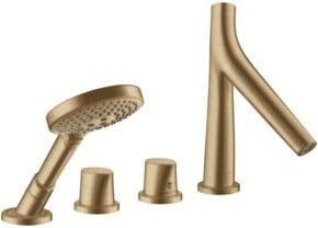 Hansgrohe Axor Starck Organic Duschset für Badewanne mit Thermostatarmatur in Brushed Brass - Bild 1