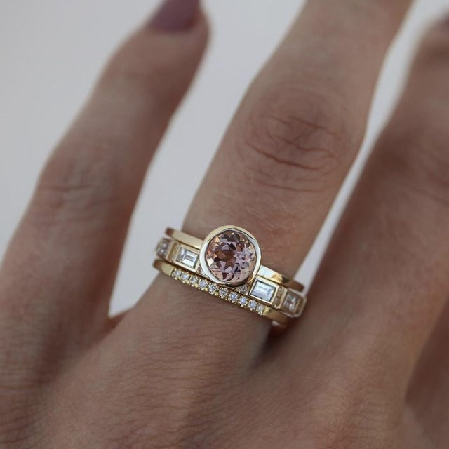 YIRAN Ring, Messing, Gold, Rote Steine, Zirkonia, Damen - Bild 1