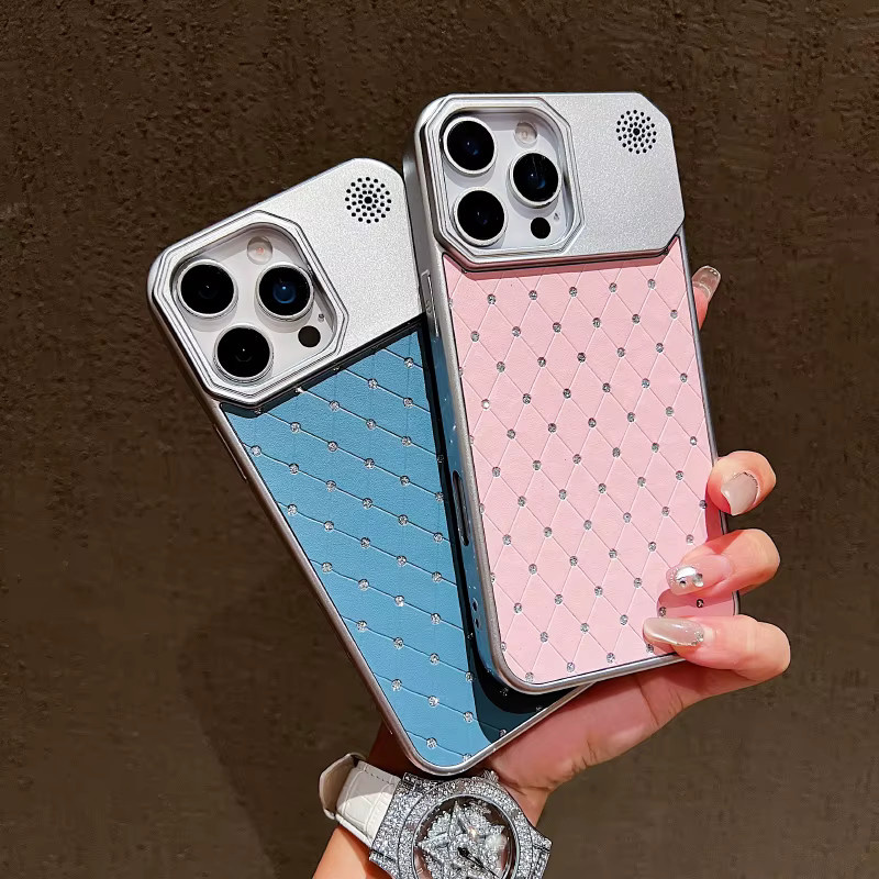 Apple iPhone Schutzhülle mit Diamant-Gitter-Beschichtung und Aromatherapie aus weichem TPU in Pink für iPhone 17 Pro Max, 16 Pro Max, 15, 14 und Plus Modelle - Bild 2