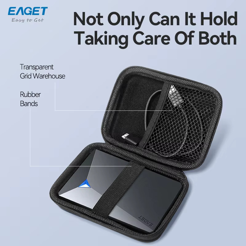 EAGET EB100 EVA stoßfeste Aufbewahrungstasche für Festplatten und Powerbanks, Schwarz - Bild 4