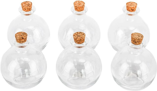 Relaxdays Glasflaschen 6er Set aus Glas mit Korkverschluss, transparent, 260 ml pro Flasche - Bild 1