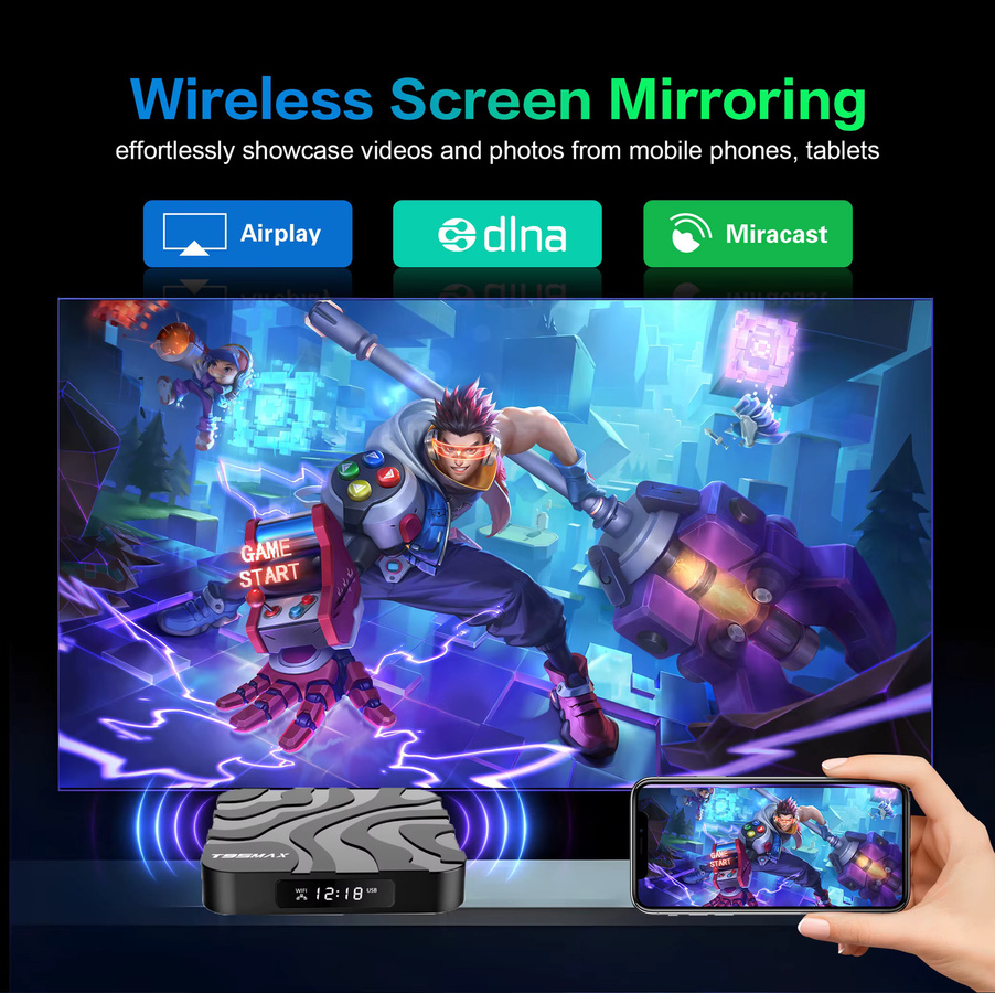T95Max Android 16 Smart TV Box mit 128GB oder 256GB Speicher, Allwinner H618 Prozessor, 8K Video Unterstützung, Google Assistant und Bluetooth 5.4, Media Streamer in Schwarz - Bild 5