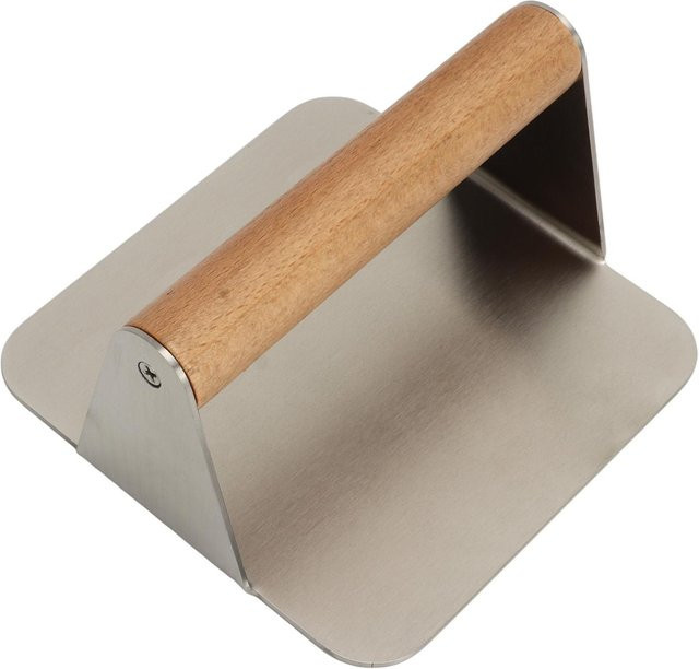 Fishine Burger Smasher aus 304 Edelstahl mit Holzgriff in Beige und Silber - Bild 1