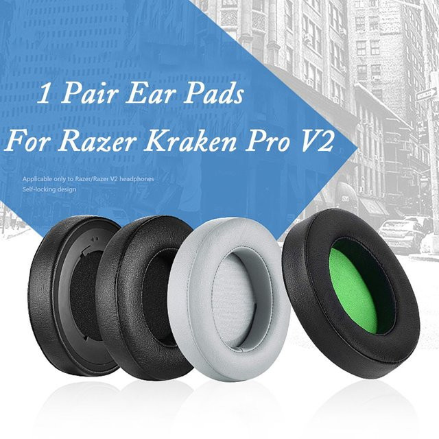 Razer Ersatz-Ohrpolster für Kraken Pro V2 aus Proteinleder und Memory-Schaum, oval, Silber/Grau - Bild 1