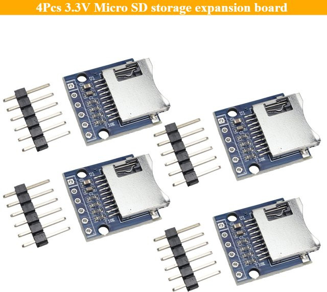 4er-Set Micro SD Speichererweiterungsplatine Mini TF Karte Speicherschutzmodul für Arduino in Blau - Bild 1